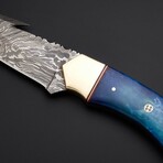 Gut Hook Hunter // Damascus Steel // Colored Blue Bone
