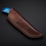 Gut Hook Hunter // Damascus Steel // Colored Blue Bone