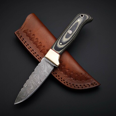 Black Micarta Hunter // Damascus Steel Knife