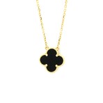 Van Cleef & Arpels // 18k Yellow Gold Vintage Alhambra Onyx Pendant Necklace // 4.56"-16.14" // Store Display