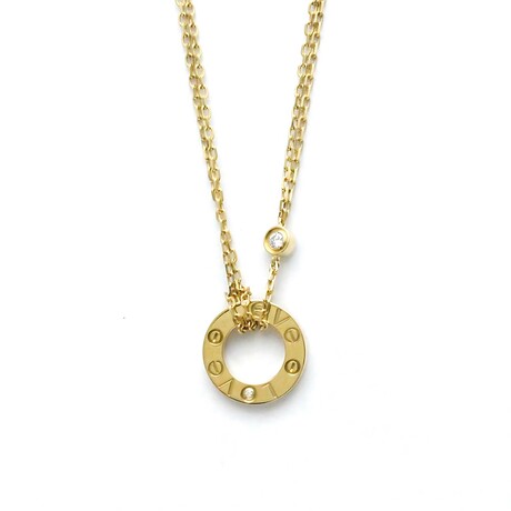 Cartier // 18k Yellow Gold Love Circle Diamond Pendant Necklace // 14.96"-16.14" // Store Display