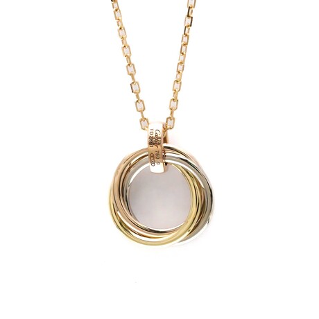 Cartier // 18k Rose Gold + 18k White Gold + 18k Yellow Gold Trinity Diamond Pendant Necklace // 16.14" // Store Display