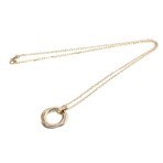 Cartier // 18k Rose Gold + 18k White Gold + 18k Yellow Gold Trinity Diamond Pendant Necklace // 16.14" // Store Display