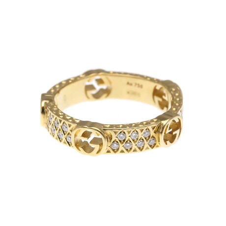 Gucci // 18k Yellow Gold Interlocking G Diamond Ring // Ring Size: 5 // Store Display