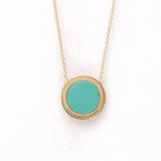 Tiffany & Co. // 18k Rose Gold T Two-Circle Diamond + Turquoise Pendant Necklace // 15.74"-17.71" // Store Display