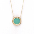 Tiffany & Co. // 18k Rose Gold T Two-Circle Diamond + Turquoise Pendant Necklace // 15.74"-17.71" // Store Display
