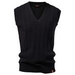 V-Neck Knit Vest // Black (XS)