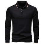 Long-Sleeve Tipped Polo Sweater // Black (XS)