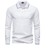Long-Sleeve Tipped Polo Sweater // White (M)