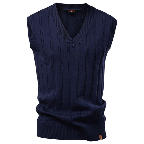 V-Neck Knit Vest // Navy (XS)
