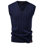 V-Neck Knit Vest // Navy (XS)