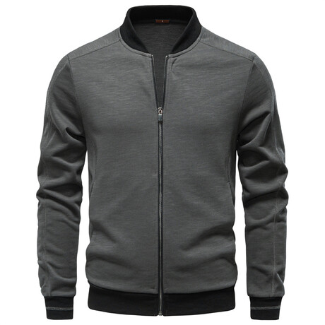 Stand Collar Zip-Up Jacket // Dark Gray (XS)
