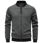 Stand Collar Zip-Up Jacket // Dark Gray (S)