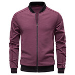 Stand Collar Zip-Up Jacket // Wine (S)