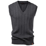 V-Neck Knit Vest // Dark Gray (M)