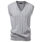 V-Neck Knit Vest // Light Gray (S)
