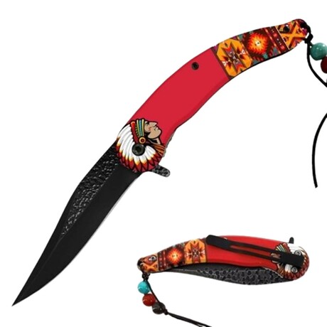 Spring Assisted Knife // DF-9084 // Native American (Red)