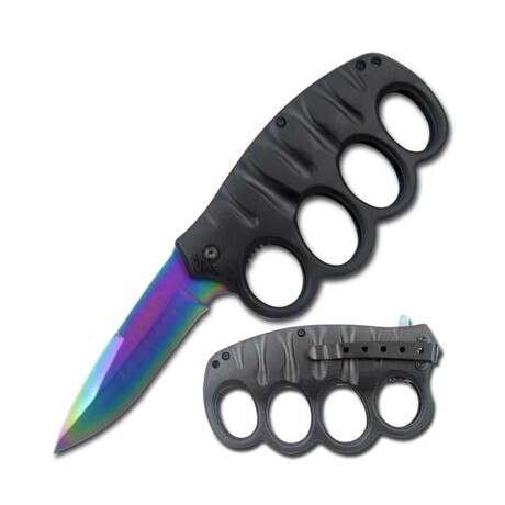 Spring Assisted Trench Knife // SE-511 // Paint Spill (Black)
