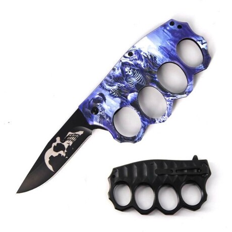 Spring Assisted Trench Knife // SE-511SK // Death (Blue)