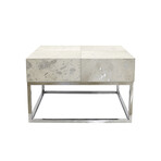 Safari Silver Foil Cowhide & Steel Coffee Table // Silver