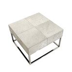 Safari Silver Foil Cowhide & Steel Coffee Table // Silver