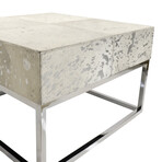Safari Silver Foil Cowhide & Steel Coffee Table // Silver