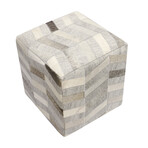 Galaxy Cowhide Ottoman // Silver