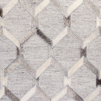 Galaxy Geometric Cowhide Ottoman // Silver