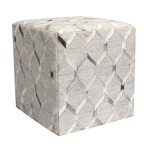 Galaxy Geometric Cowhide Ottoman // Silver