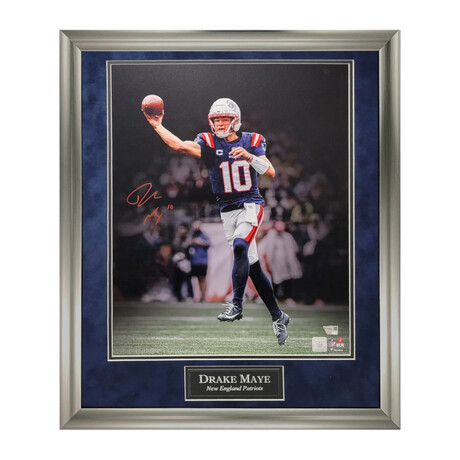Drake Maye // NE Patriots // Signed Photo + Framed // Throw