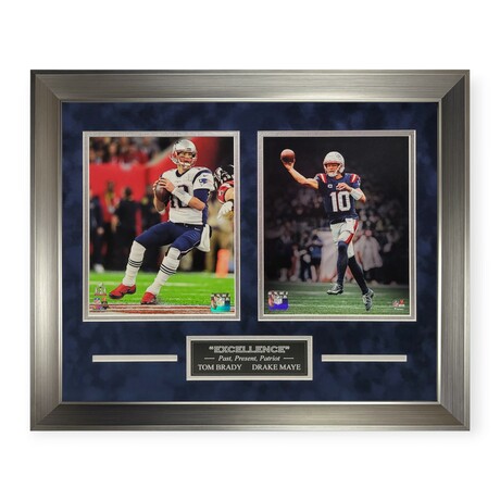 Drake Maye & Tom Brady // Unsigned Collage + Framed