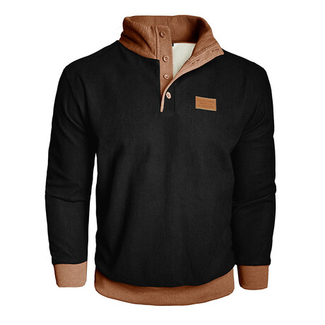 Stand Up Collar Corduroy Pullover // Black (XS)