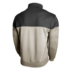 1/4 Zip Mock Neck Blocked Quilted Pullover // Coffee (S)