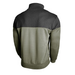 1/4 Zip Mock Neck Blocked Quilted Pullover // Army Green (S)