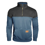 1/4 Zip Mock Neck Blocked Quilted Pullover // Royal blue (XS)