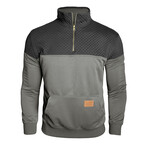 1/4 Zip Mock Neck Blocked Quilted Pullover // Gray (XL)