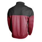 1/4 Zip Mock Neck Blocked Quilted Pullover // Wine Red (XS)