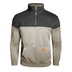 1/4 Zip Mock Neck Blocked Quilted Pullover // Coffee (S)