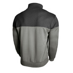1/4 Zip Mock Neck Blocked Quilted Pullover // Gray (XL)