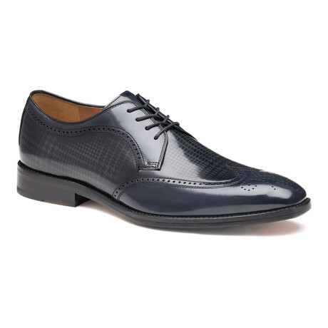 Brush-Off Houndstooth Leather Sullivan Wingtip Derbys // Black (8)