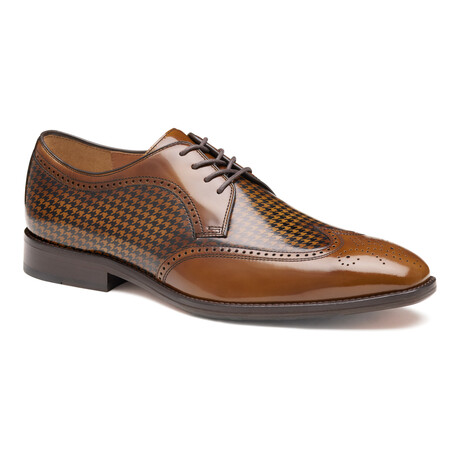 Brush-Off Houndstooth Leather Sullivan Wingtip Derbys // Mahogany (8)
