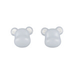Baccarat Crystal + Sterling Silver Bearbrick Earrings // White