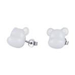Baccarat Crystal + Sterling Silver Bearbrick Earrings // White