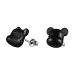 Baccarat Crystal + Sterling Silver Bearbrick Earrings // Black