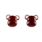 Baccarat Crystal + Sterling Silver Bearbrick Earrings // Wine