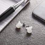 Baccarat Crystal + Sterling Silver Bearbrick Earrings // White