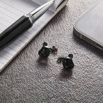 Baccarat Crystal + Sterling Silver Bearbrick Earrings // Black