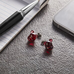 Baccarat Crystal + Sterling Silver Bearbrick Earrings // Wine