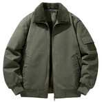 Fleece Lined Bomber Jacket // Army Green (S)