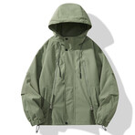 Oversized Zip-Up Hooded Jacket // Green (XS)